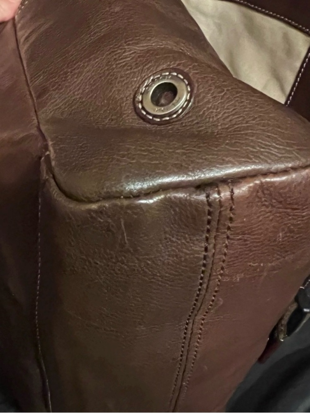 Coach Brown Leather Messenger Bag with Canvas Strap - Picture 11 of 16
